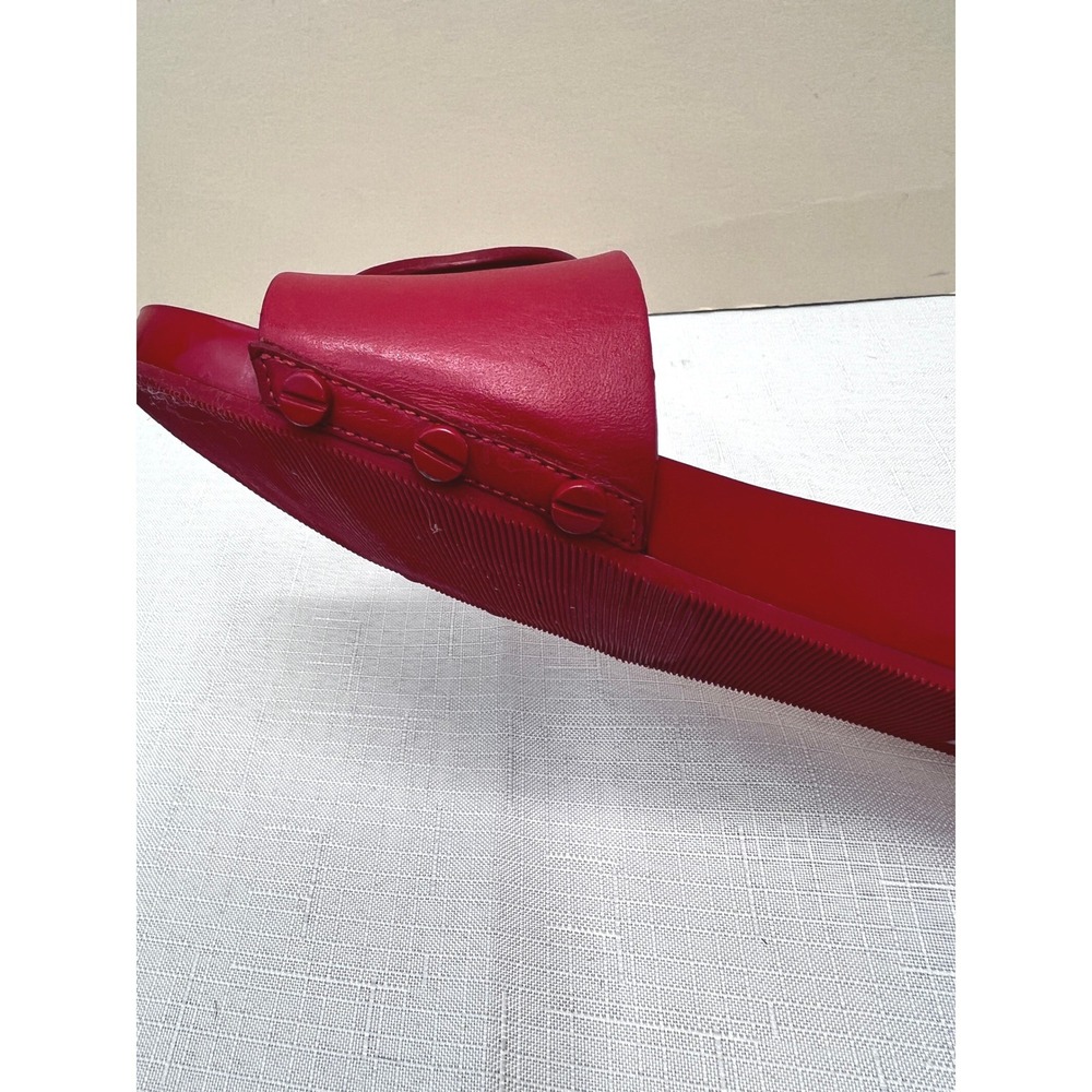 Tory Burch Miller Wedge Sandals Womens Red Good Logo Patent Leather Slides - Picture 5 of 10